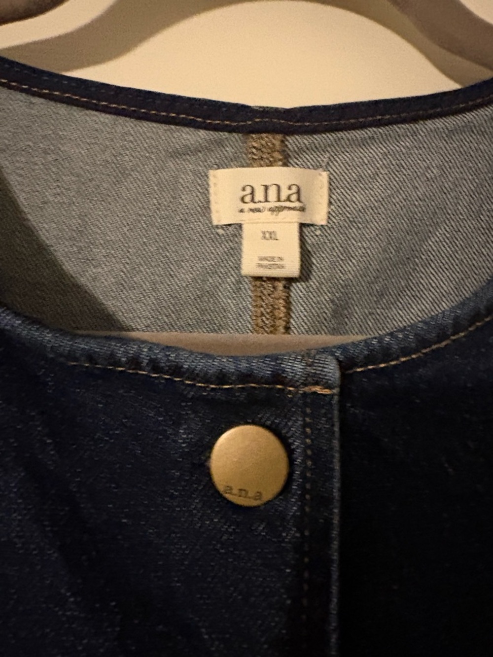 a.n.a Dark Blue Denim Snap-Front Vest - Picture 4 of 4